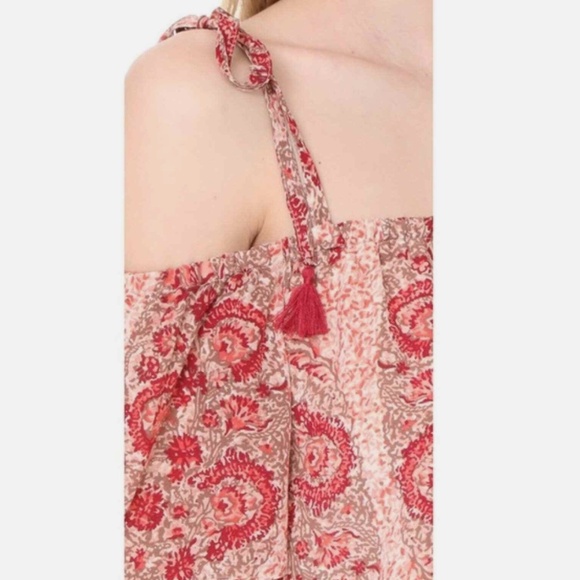 Madewell NWT Watercolor Paisley Silk Cold Shoulder Tie Shoulder Dress SZ M - Picture 5 of 15